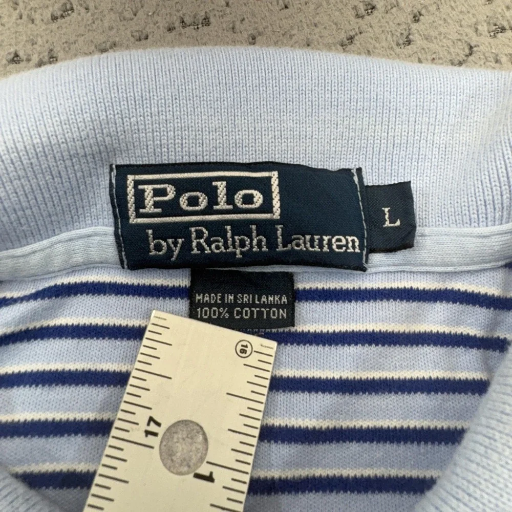 Polo By Ralph Lauren Polo‎ Shirt Mens Large Blue Striped Short Sleeve Collared